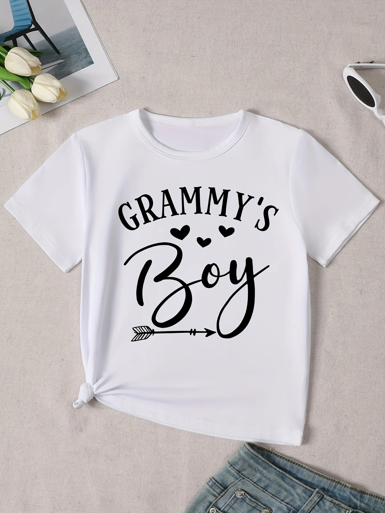 Kids Casual Crew Neck Tee, Soft Comfortable Short‑Sleeve T‑Shirt Suitable For Going Out