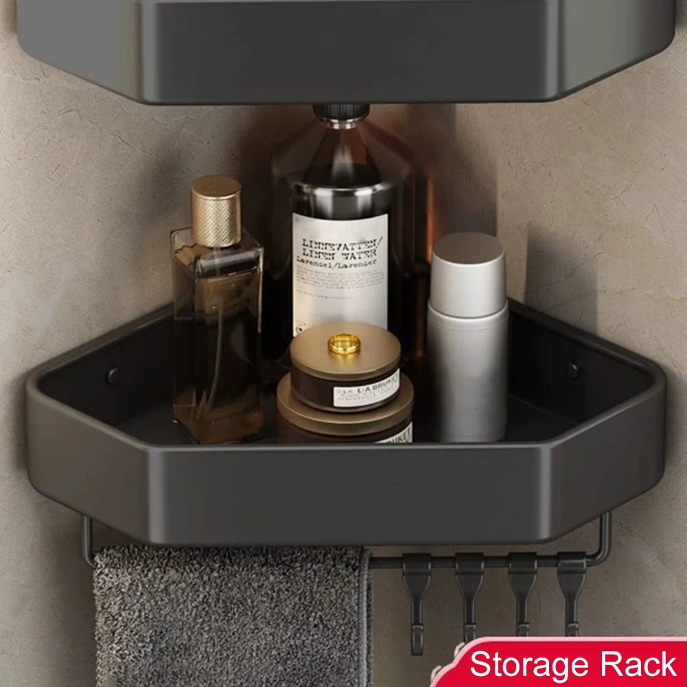 1PCS Bathroom Corner Storage Rack Triangle-Shape Thick Punch-free Self Draining Shower Organiser Wall Mount Corner Shelf Rack
