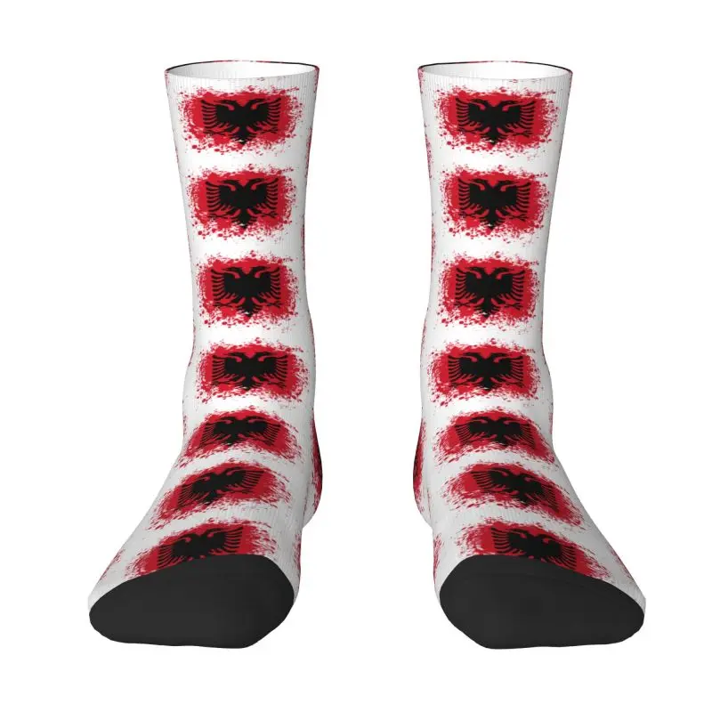 

Cool Print Retro Albania Flag Socks for Women Men Stretchy Summer Autumn Winter Albanian Eagle Crew Socks