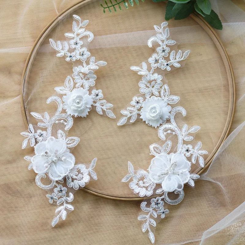 3Pairs 3D bead embroidery, embroidery stickers, diamond nails, bead lace, floral DIY accessories, accessories