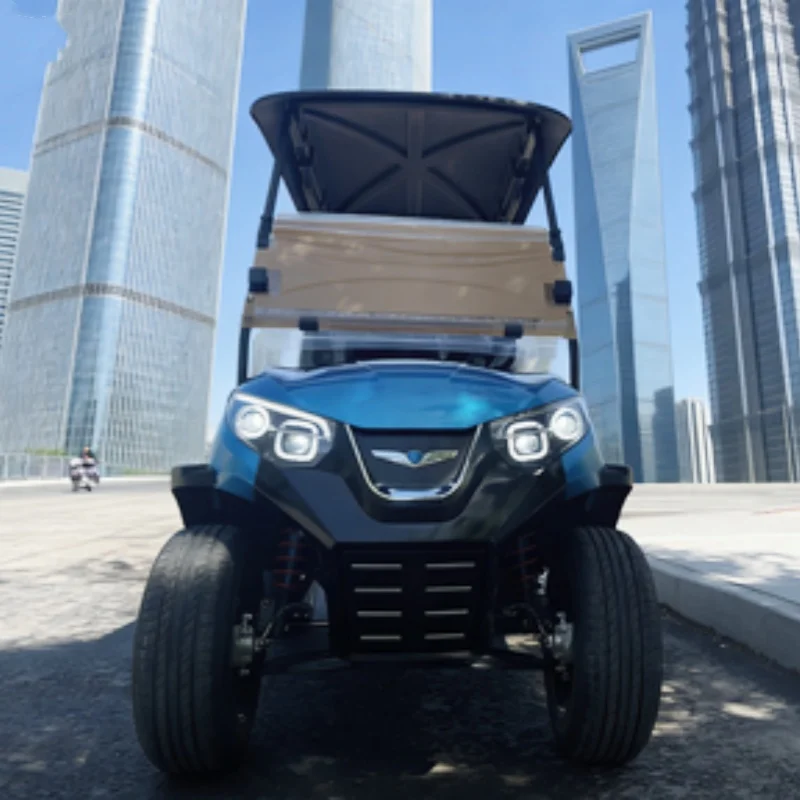 60V 72V Lithium Battery Road Legal Golf Push Cart 2 Seater Village Utility Electric Golf Cart With Folding Windshield Foot Pedal