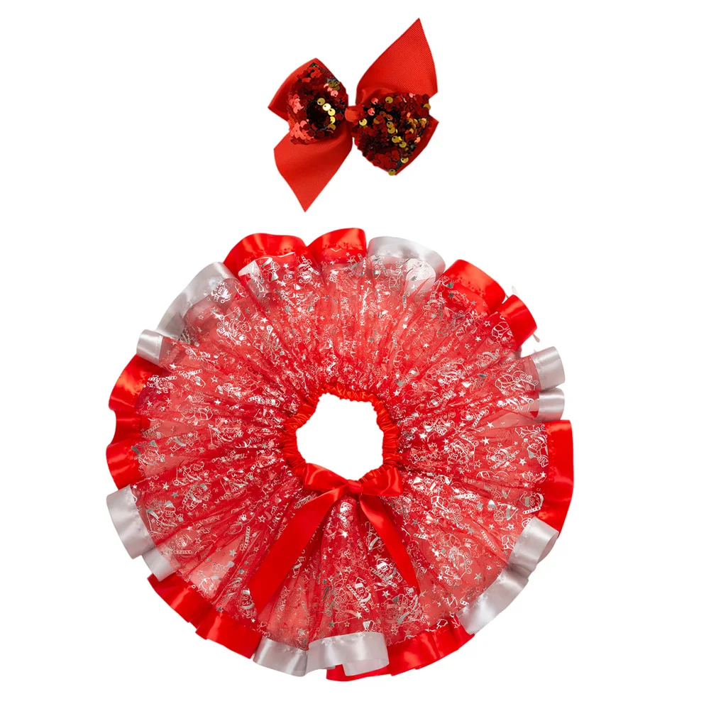 

Children Tutu Skirt Premium Material Christmas Girl Dress Bubble Mesh Elastic Waist Kids Party Skirts
