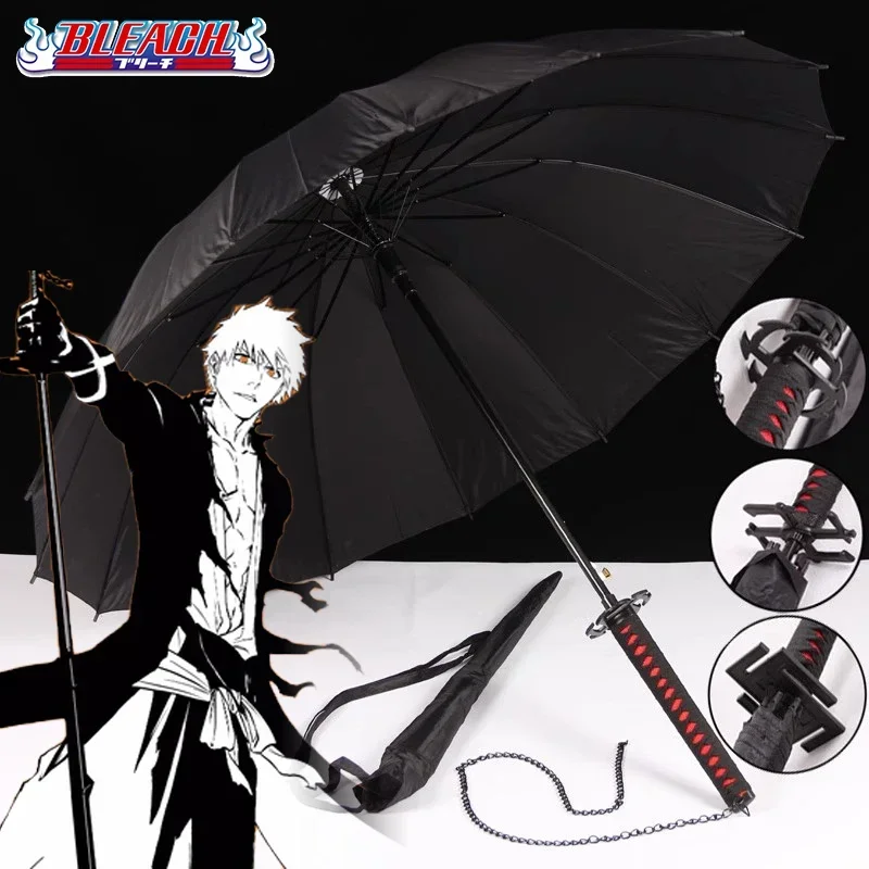 Kurosaki Ichigo Anime Bleach Katana Umbrellas Long Katana Handle Parasol Toushirou Aizen Sousuke Japanese Samurai Sword Umbrella