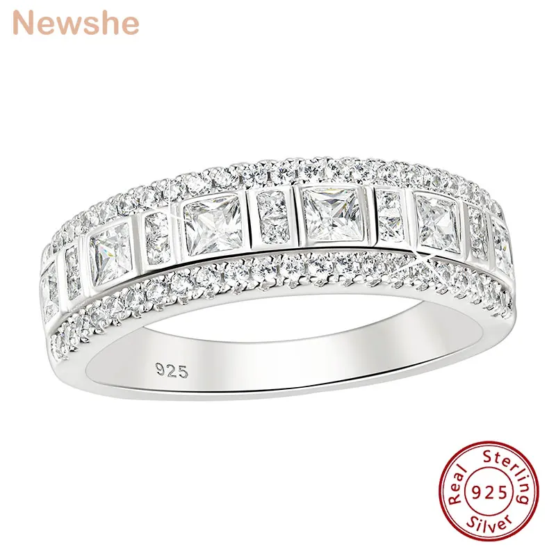 newshe glamorous 925 sterling silver anel de noivado para as mulheres aaaaa grau corte princesa cubic zirconia presente do casamento joias finas 01