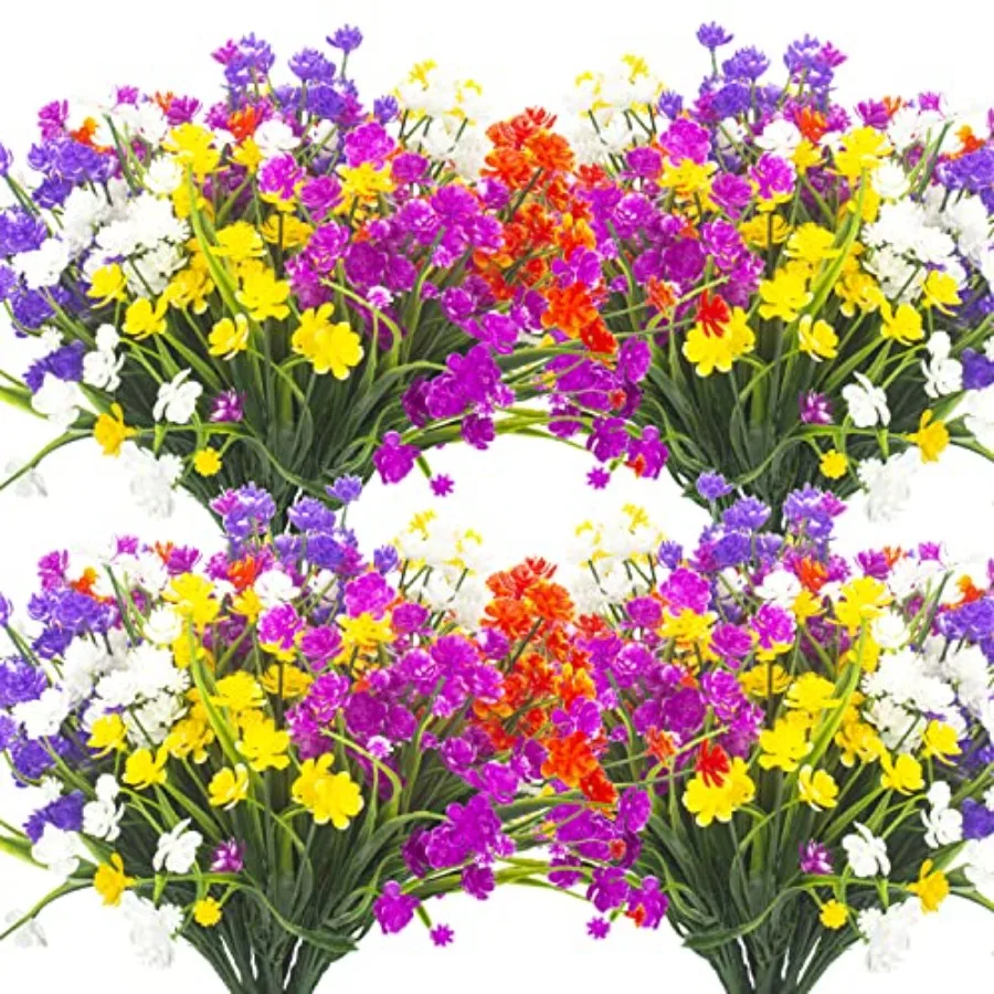 

Искусственные цветы, 20 пучков, уличные декоративные цветы, устойчивые к УФ-излучению, из искусственного пластика, для сада, веранды, оконных коробов, декора