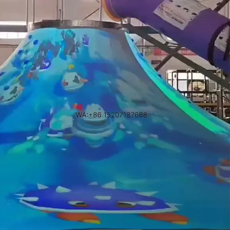 Wmwmnu Projection Volcano Climb Slide Installation with Dual Slide Sensors for Indoor Family Commercial Entertainment Centers