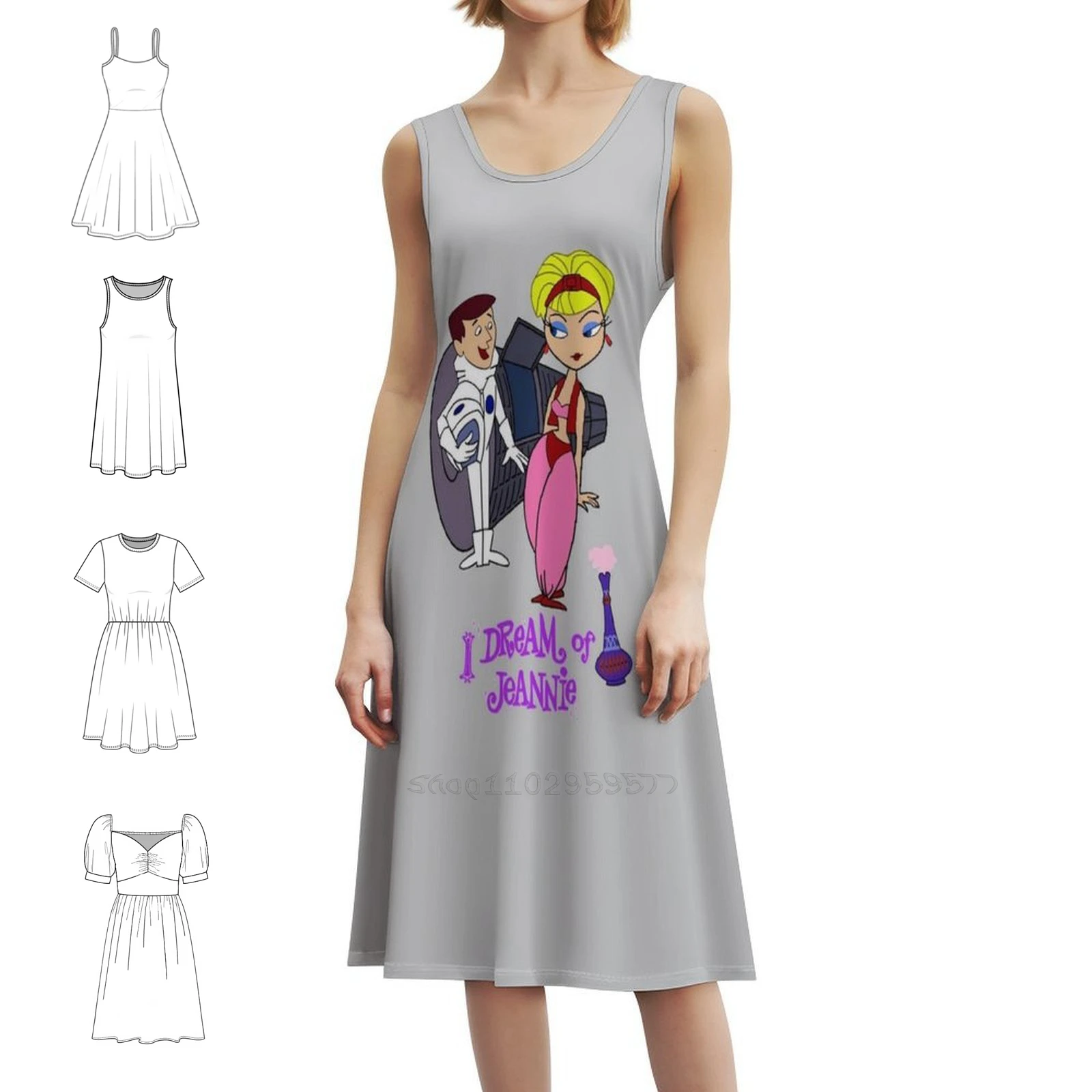 

I Dream Of Jeannie Gifts For Fans For Men And Women Vintage Bohemian Dress Puff Sleeve Or Sleeveless Options For Women Dress I