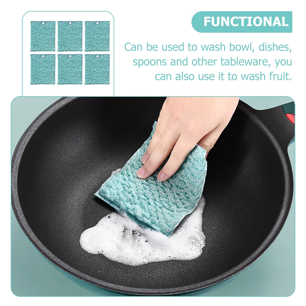

6pcs Dish Washing Cloths Kitchen Household Non-Oily Scouring Cleaning Reusable Safe Material Efficient Scrub Brush