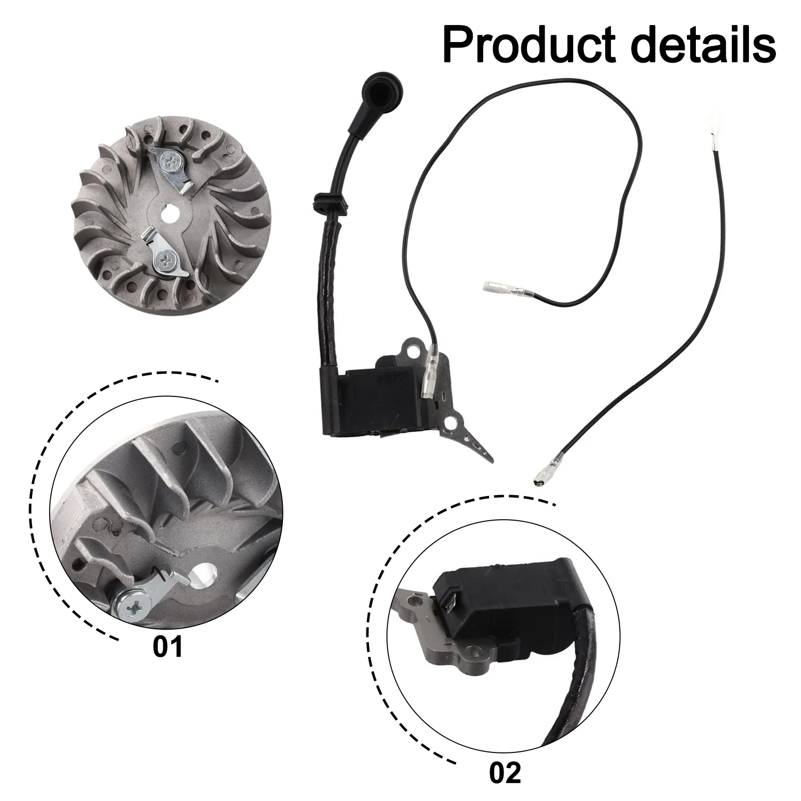 Flywheel and Igniter Kit for 12 Inch Single Hand Saw Designed for 2500 25CC Chain Saw to Improve Cutting Efficiency