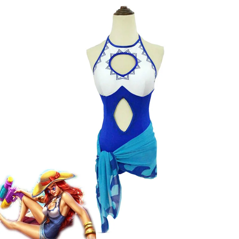 

Game LOL Swimming Pool Party Miss Fortune Cosplay Costume One-piece Swimsuit Bikinil Halloween Carnival Swimwear Custom Made