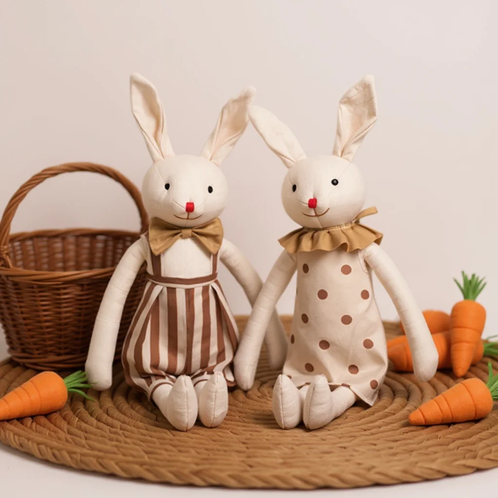 1PCS Bunny Doll, Cotton and Linen Fabric Simulated Baby Comfort Doll, Baby Toy Birthday Gift For Boys and Girls