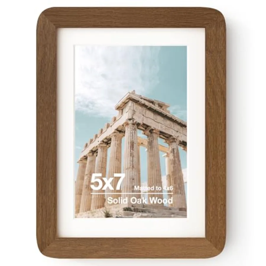 5x7 Solid Wood Photo Frame 5x7 Picture Frame With Mat For 4x6 Plexiglas And Hanging Hardware Included Wood 1 Pack