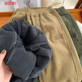 Boys Velvet Trousers 5 2-10Y Boys' One-piece Velvet Pants for Winter Warmth Leg Binding Pants Children's Corduroy Elastic Soft and Thick Casual Pants 5