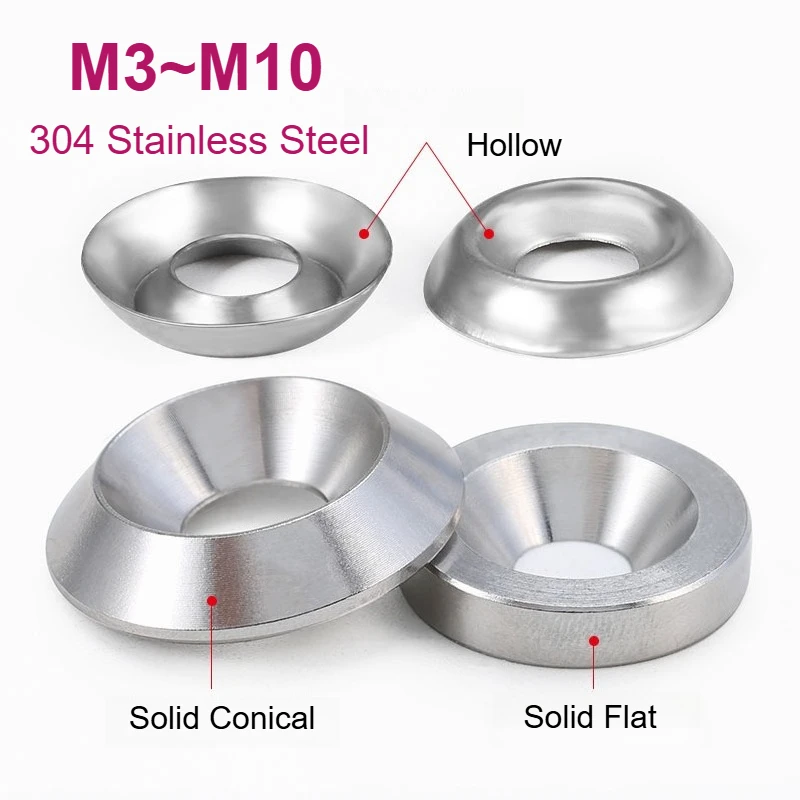 M3 M4 M5 M6 M8 M10 304 Stainless Steel Solid Countersunk Washer Concave And Convex Conical Washers Flat Gasket