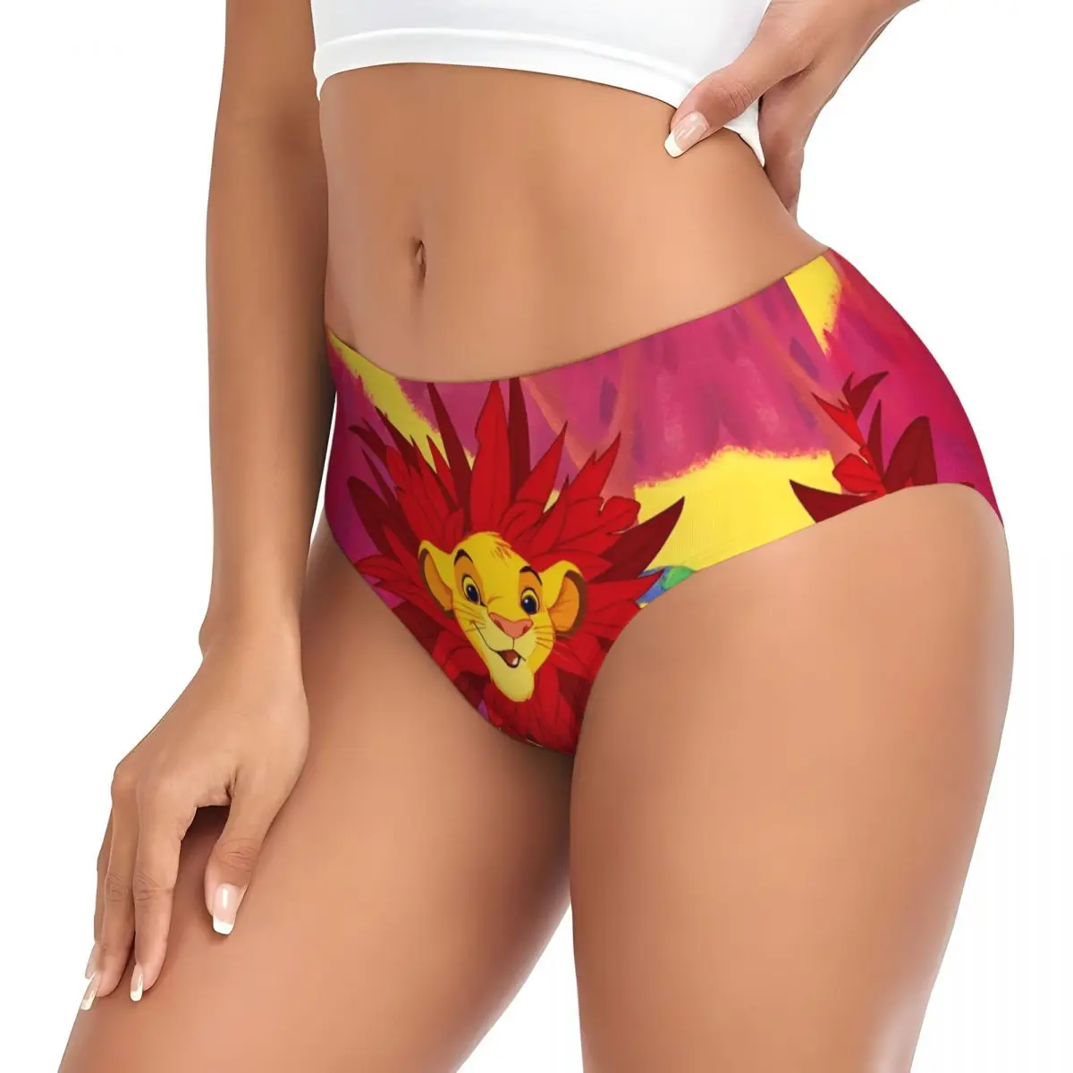Bragas breves personalizadas de dibujos animados de película King Lion Hakuna Matata, ropa interior de Manga elástica cómoda para mujer