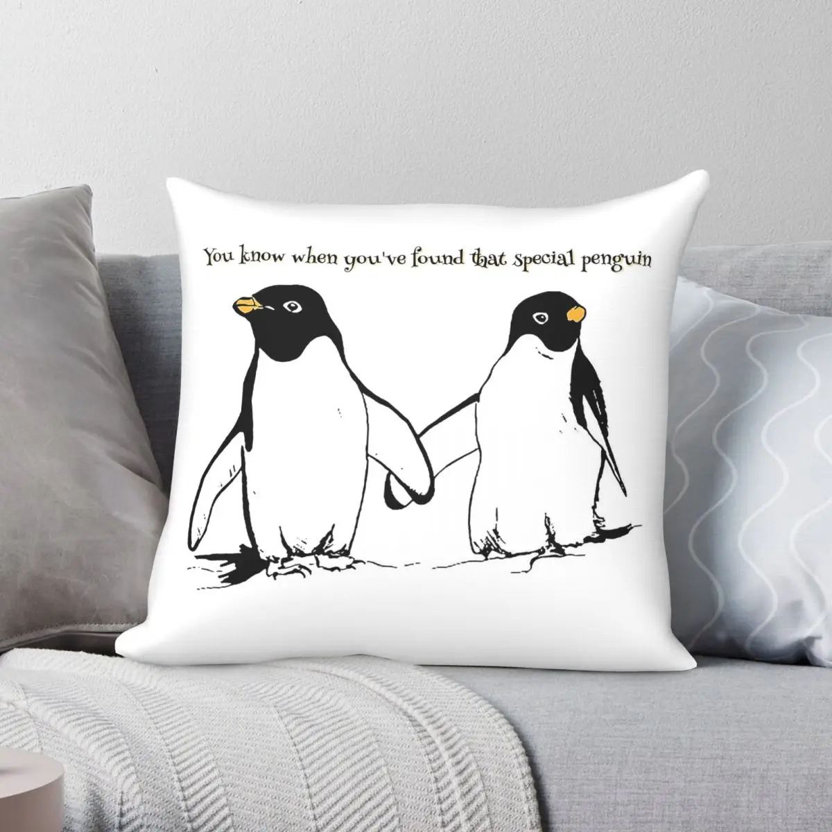 Found That Special Penguin Square Pillowcase Polyester Linen Velvet Printed Zip Decor Room Cushion Cover