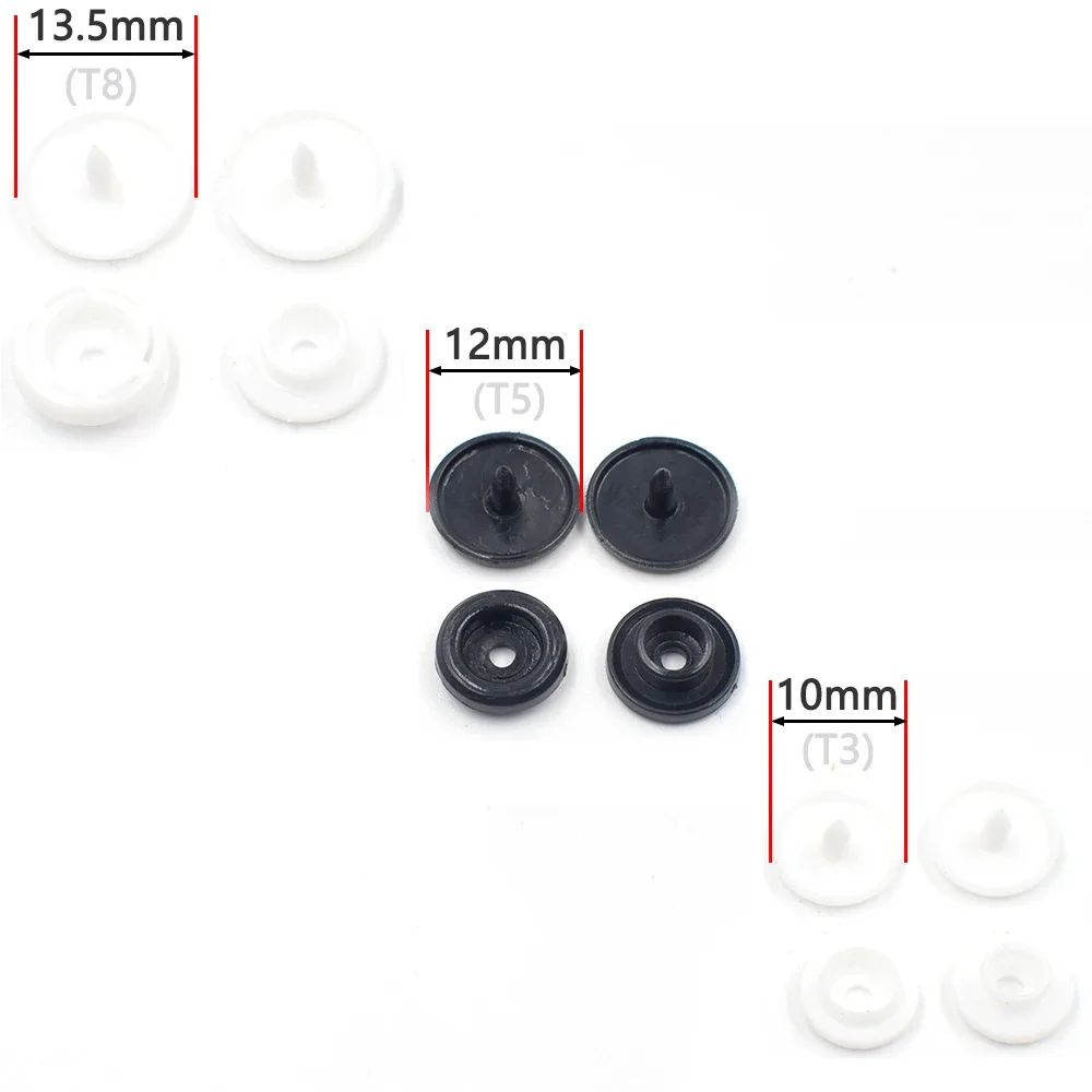 Plastic Snap Buttons Mold T5 T8 Set Round Pressure Buttons Die 12 Varibal Colors Sewing Fastener Tools Decoration for Children