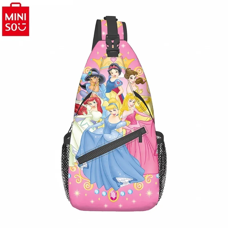 MINISO    Disney Cartoon Anime Snow White Waist Bag for Girls Sweet, Fresh, Versatile, Multi functional Storage Phone Chest Bag