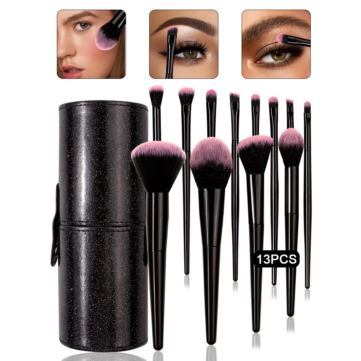 Shining Star Bucket 13PCS Makeup Brush Set 12 Synthetic Bristle Makeup Brushes Portable Storage Novice Full Set Of Tools