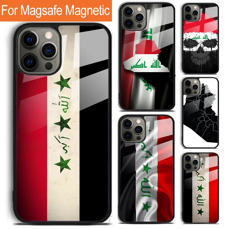 

Iraq Flag Phone Case For iPhone 16 15 14 13 12 11 Pro Max Plus Magsafe Magnetic Wireless Charging Cover