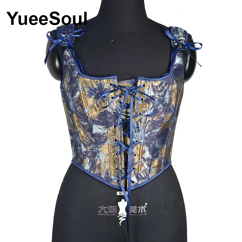 Y2K Vintage Women Bustier 2023 New Floral Printed senza maniche Bandage Slim Crop top Fashion Party Sexy corsetto femminile Camis