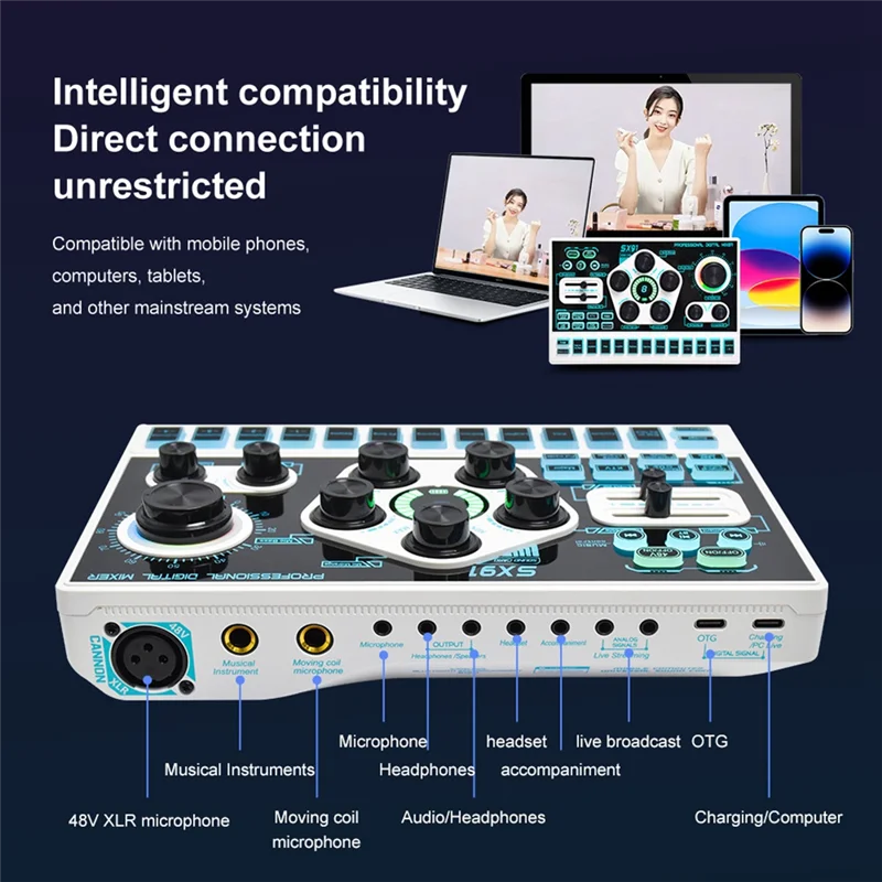 

SX91 Sound Card USB Sound Mixer Professional Audio Mixing Console Amplifier For Live Sing PC Computer Laptop Cellphoneabgi