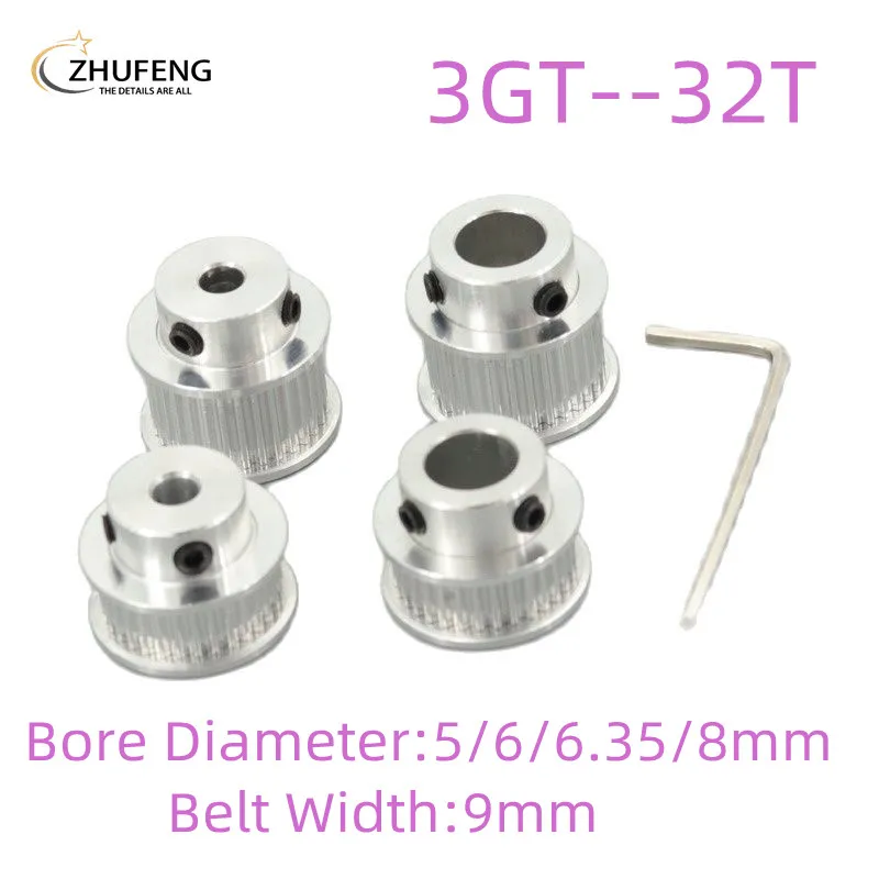 3GT GT3 Timing Pulley  32 Tooth Teeth Bore 5/6/6.35/8/mm Synchronous Wheels Width 9mm Belt 3D Printer Parts