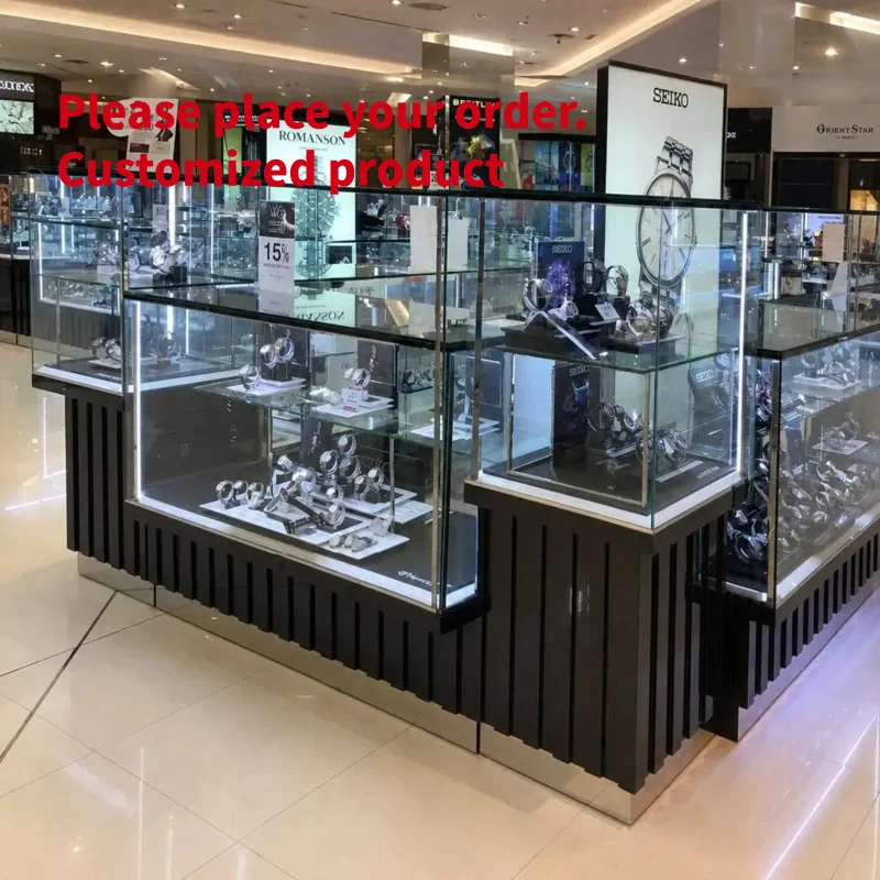 custom.Commercial Multi Layer Wristwatch Display Lockable Glass Watch Showcase Shopping Mall Watch Boutique