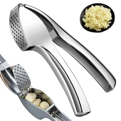 Stainless Steel Garlic Press Crusher Manual Garlic Mincer Chopping Garlic Tool Easy to Squeeze and Clean Kitchen Tool for Garlic