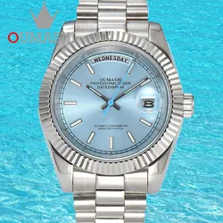 39mm Automatic Mechanical Watch for Men 8285 Date Movement Ice Blue Luminous Sapphire Glass 100M Water Resistant