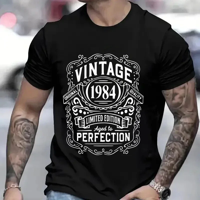 40th Birthday T-shirts Vintage 1984 Aged To Perfection Tshirts 20th/30th/50th/60th/70th/80 Tees Unisex Tops Born in 1984 Gift