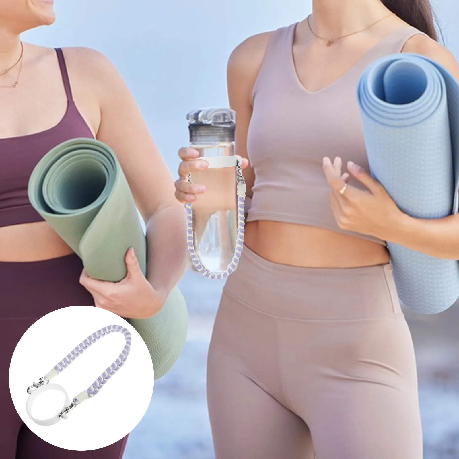 

Water Bottle Holder Thickened Silicone Circle Sports Cup Portable Adjustable Strap Hiking Carrier Bottle Sling Kitchen Bar