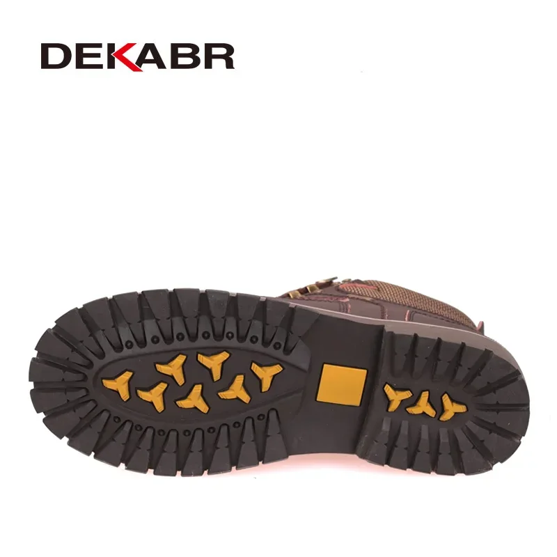 DEKABR Brand Super Warm Men\'s Winter Leather Men Waterproof Rubber Snow Boots Leisure Boots England Retro Shoes For Men Big Size