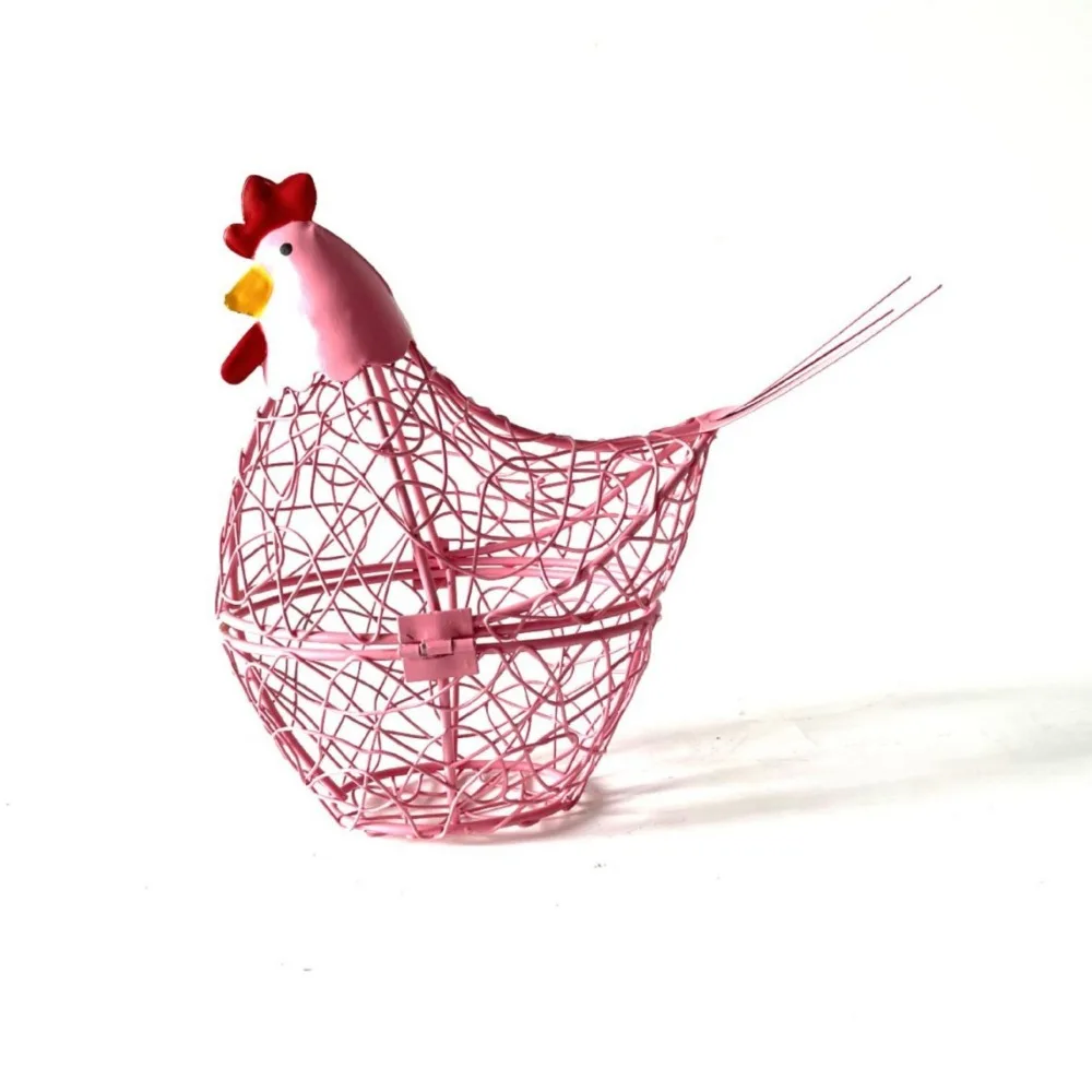 Iron Wire Home Decorations Kitchen Egg Baskets Decorative Home Crafts Can Be Closed Pink Green Fun Iron Storage Basket