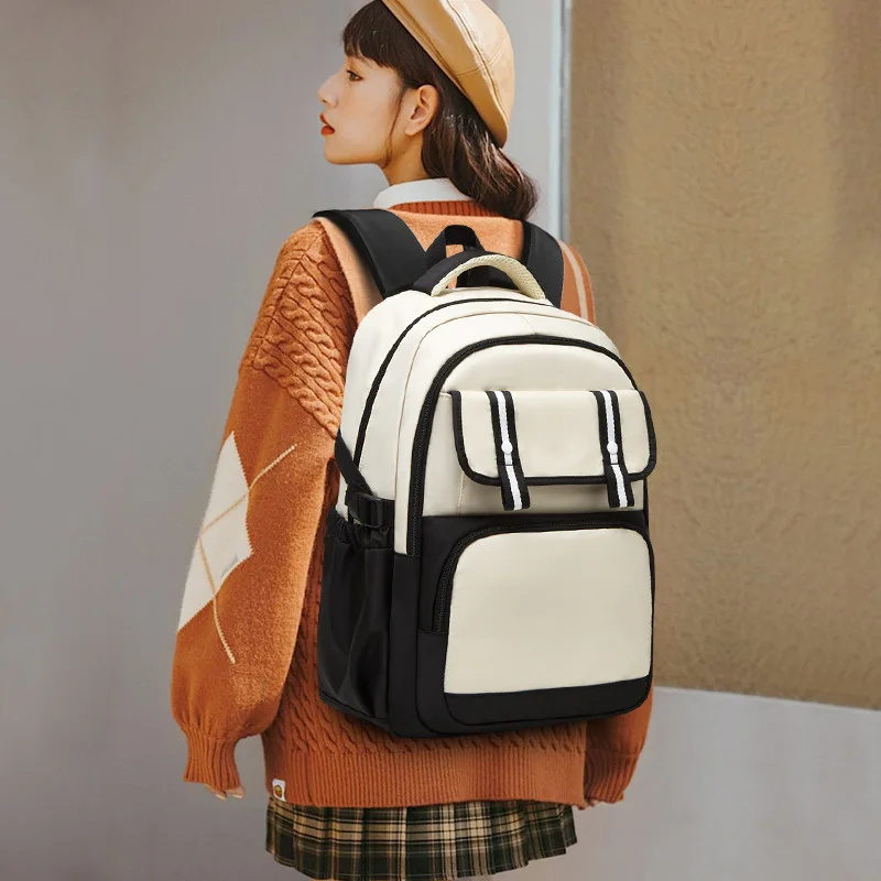Middle School Students Schoolbag Teenage Girls Book Bag Sports Leisure Backpack Large Capacity Waterproof Light Travel Rucksack