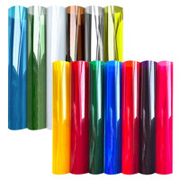 40cm x 120cm Colourful Window Film Stain Glass Tint Self Adhesive Transparent Stickers For Home Office Door Glass Decor Roll DIY
