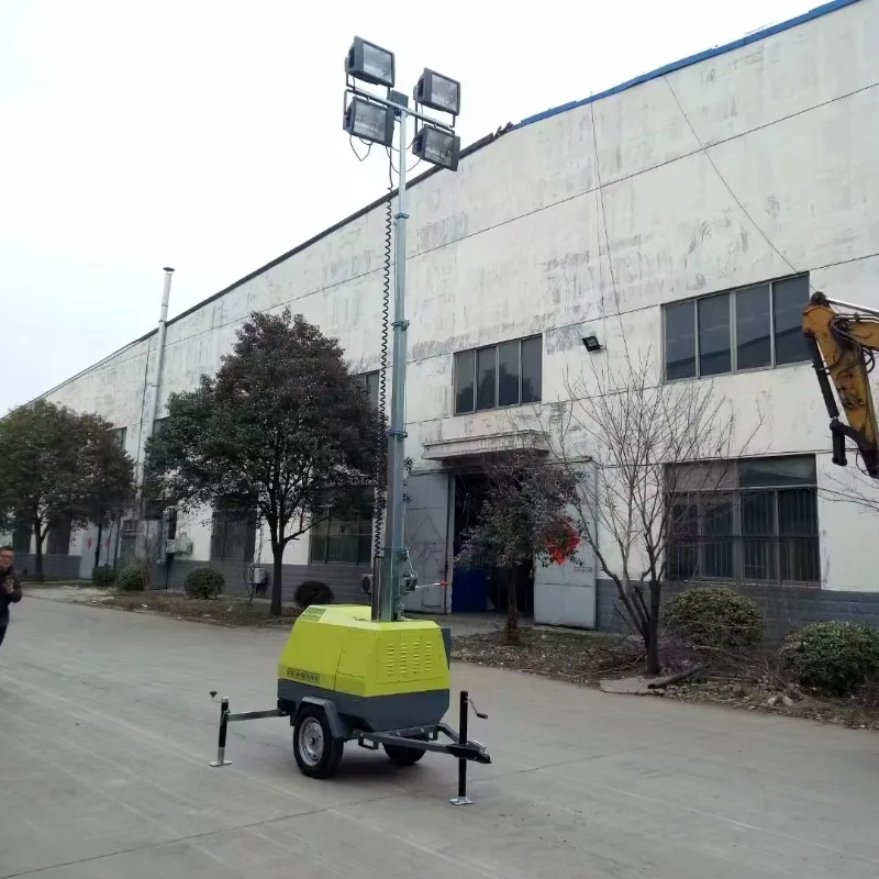 Customize High Quality 5m 7m Mast Light Tower 6KW Generator Portable Trailer Hand-lifting Mobile Lighting Tower