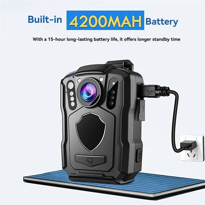 Classy-IP67 Waterproof 48MP 2K Body Camera Recorder 64GB Dashcam With Night Vision IR, 2.0 Inch TFT LCD Screen& Flashing Lights
