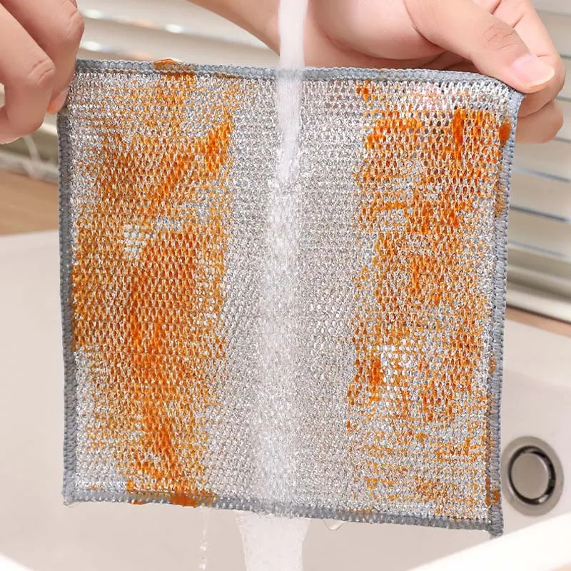 Kitchen Cleaning Cloth Reusable Steel Wire Cleaning Rag Pans Stove Rust Removal Magic Cleaning Cloth Dish Cloth Cleaning Tools