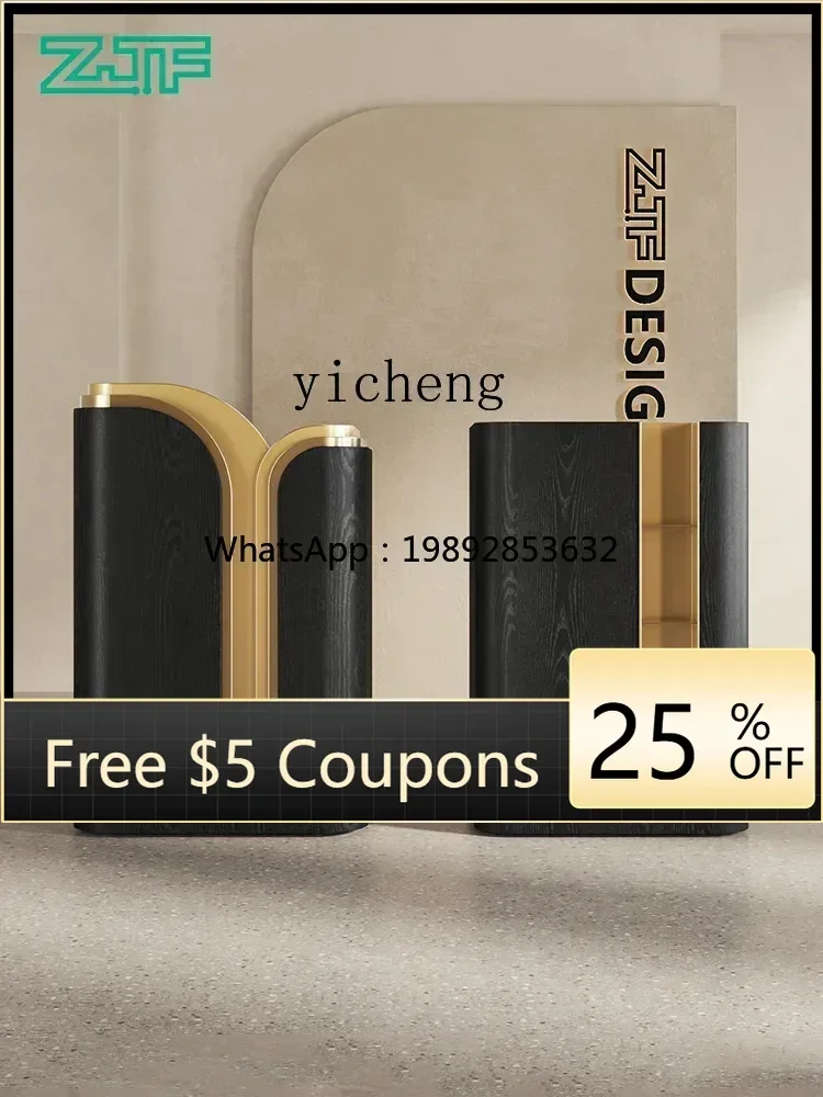 

ZZ High-End Restaurant Front Desk Black Wood Grain Cashier Shop Desk