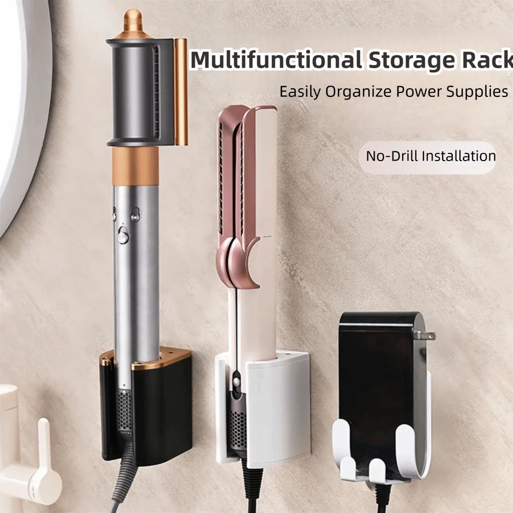 

New Multi-Functional Curling Iron Straightener Organizer Punch Free Metal Wall Mount Holder Storage Rack for Dyson Bathroom