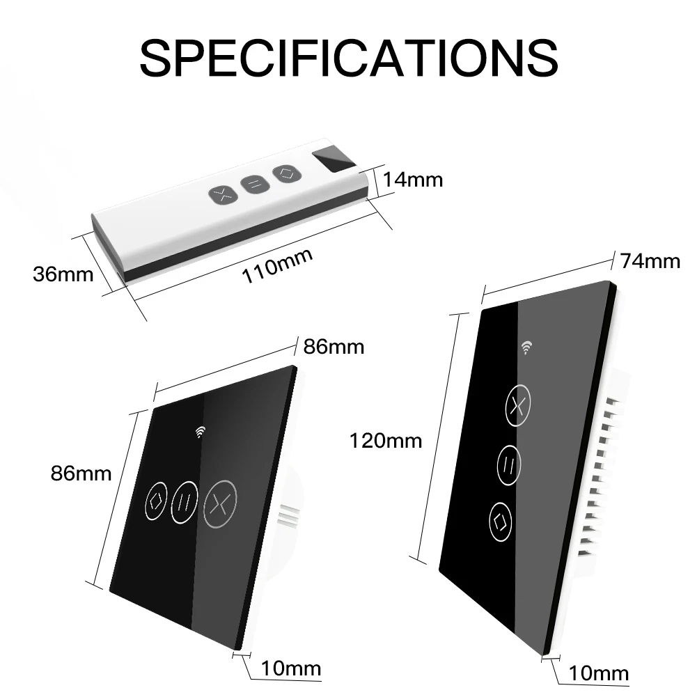 Interrupteur à moteur pour rouleau de rideau tactile, WiFi US RF433, Tuya Smart Life App, télécommande, fonctionne avec Alexa Google Home