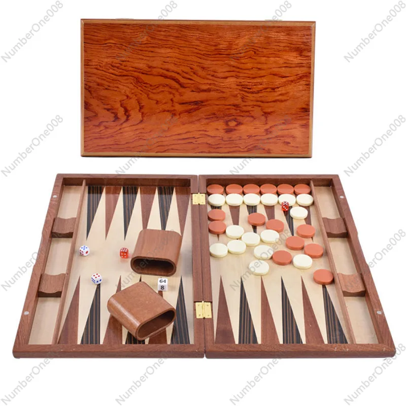 High-End Wooden Backgammon Set with Storage Box Board Game Classic Strategy Tabletop Game Gift Set