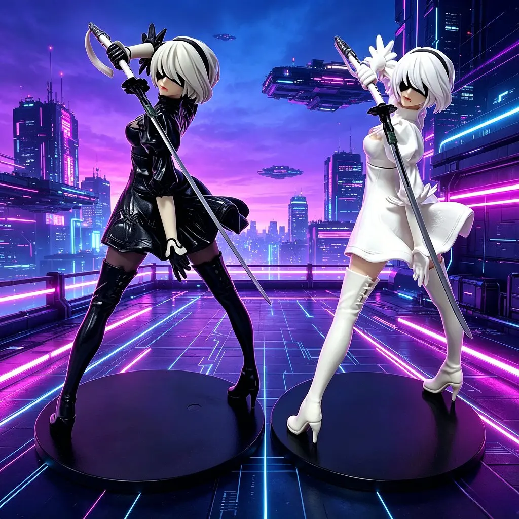 Hot Sale 18CM Yorha 2B Black and White Series Anime Figure PVC Collectible Action Figures Model Doll Statuette Gift Figurine