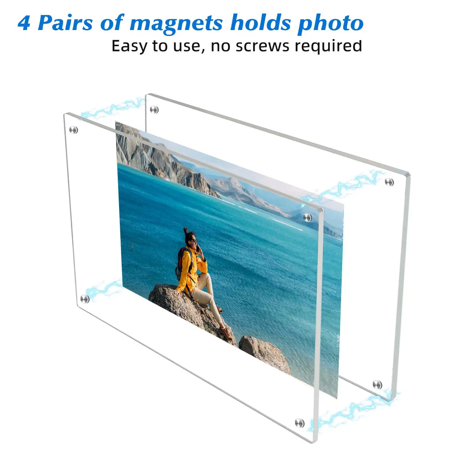 Double Sided Clear Acrylic Magnetic Photo Frame, 2Pcs