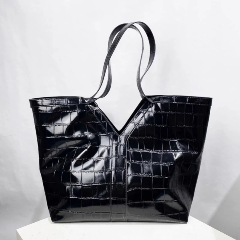 

Luxury Large-capacity Women's Crocodile Pattern Genuine Leather Tote Bag High Quality Office Lady Daily Commuting Shoulder Bag