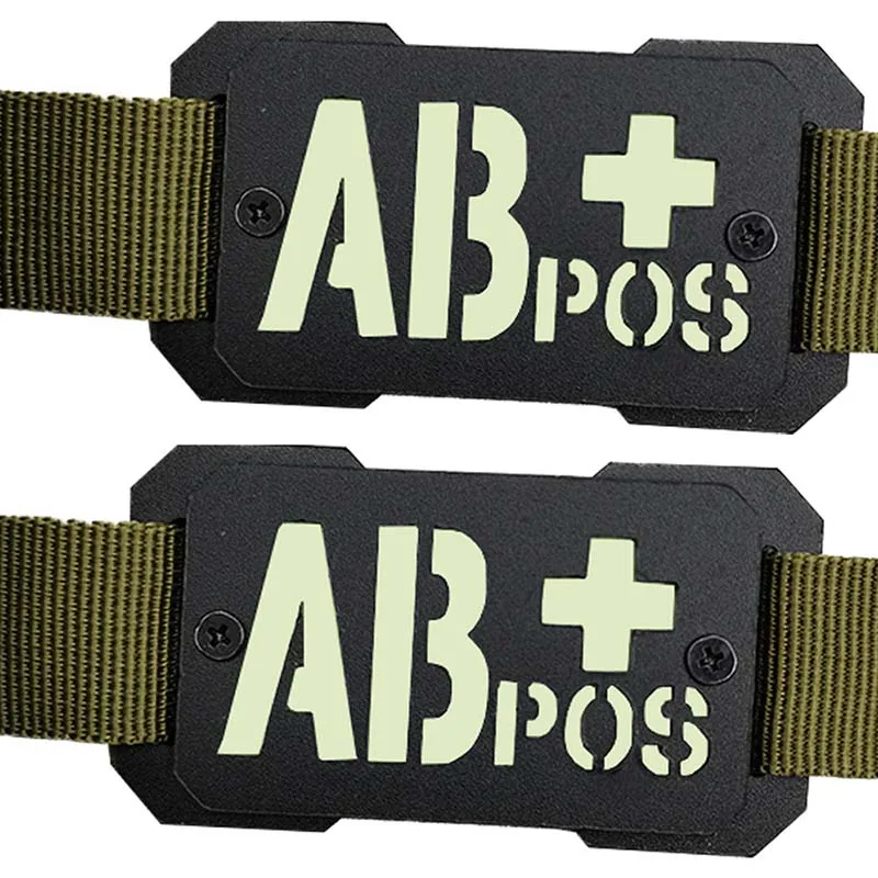 Blood Type Luminous Badge Molle Identify Tactical Patches,Equipment Attachment Applique Glow in night for Backpack,Helmet