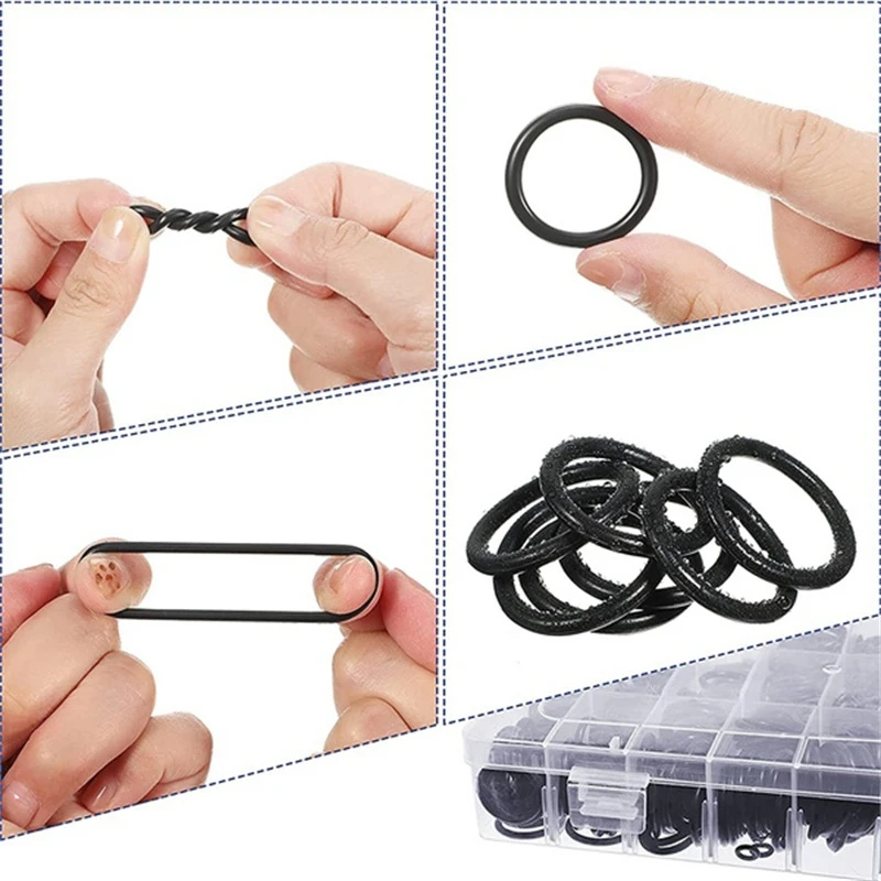 225PCS Rubber O-Ring Sealing Classification Gasket Kit Set Washer Ring Kit For Plumbing Automotive Mechanic Repairs