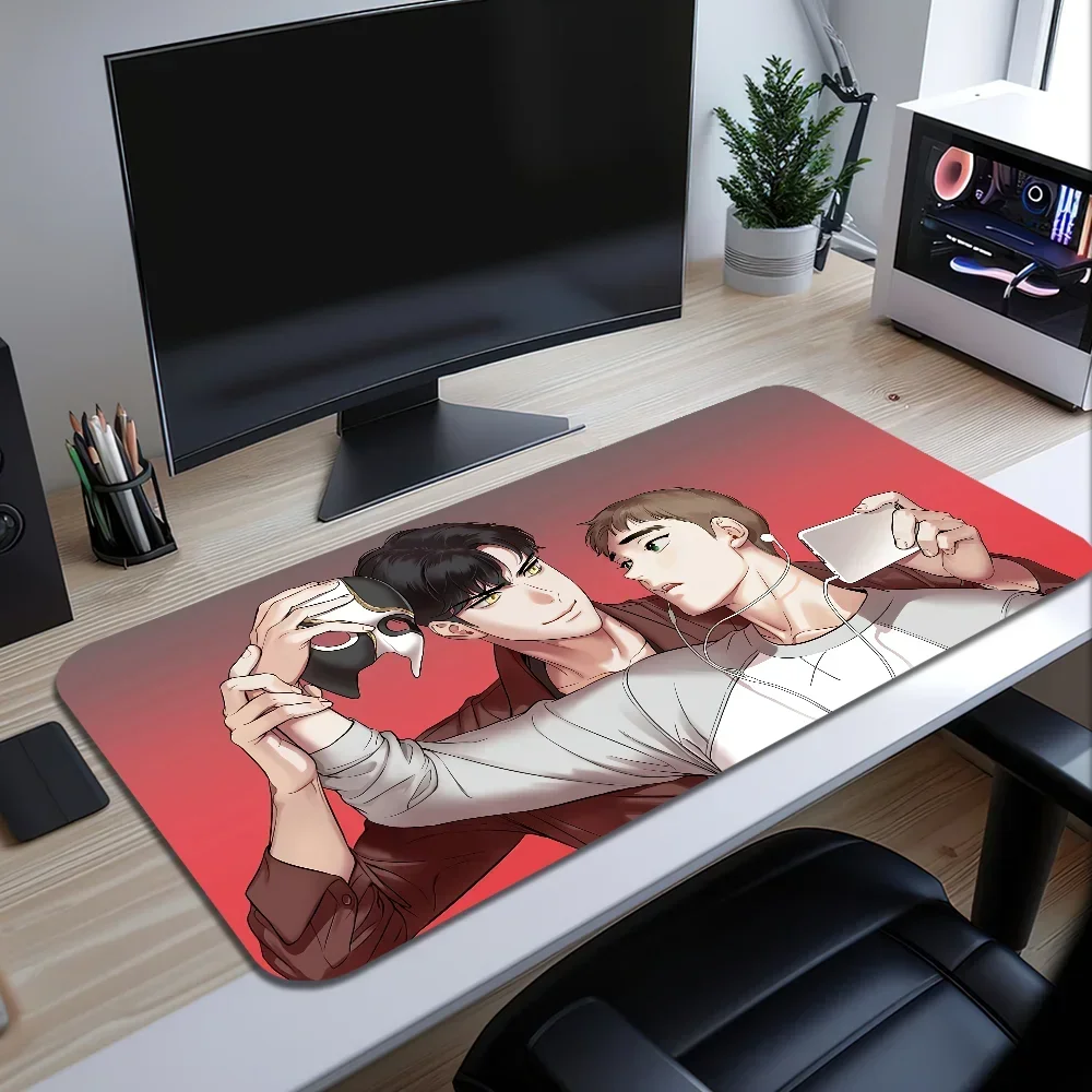 الكورية الهزلية B-BJ A-Alex للكمبيوتر منصات الماوس الكبيرة مكتب الألعاب ماوس الوسادة مخيط حواف قاعدة ممتدة #2