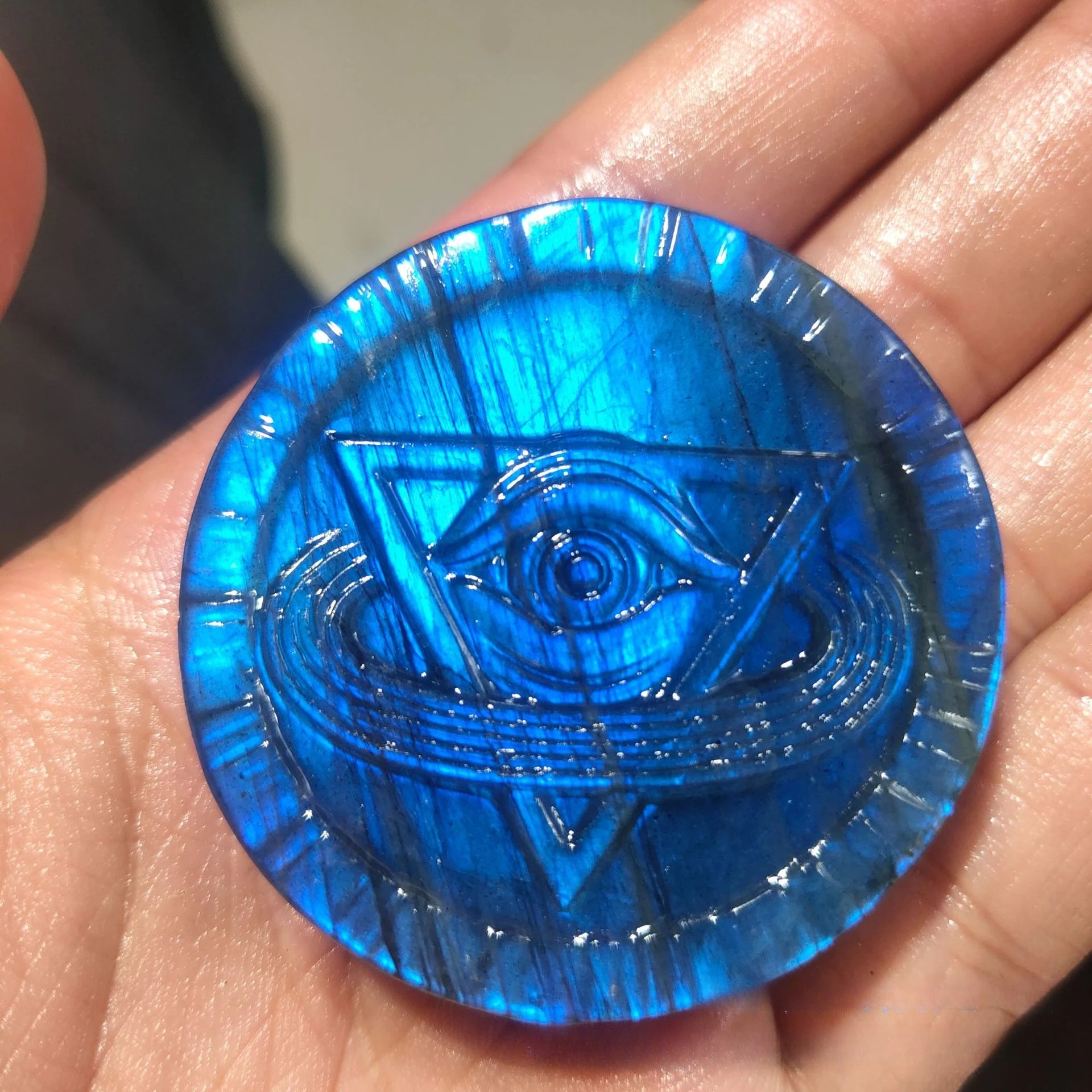 Natural Carved Meditation Crystal Blue Elongated Rough Stone